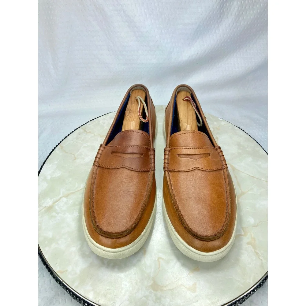 Cole Haan Grand OS Leather Penny Loafers Mens 8 Tan Office Preppy Slip On Shoes